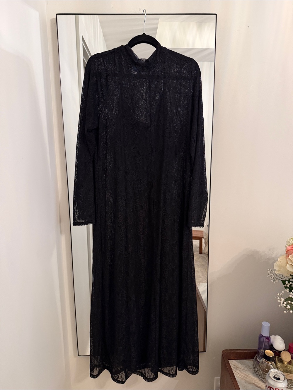 Old Navy Black Lace Maxi Dress with Long Sleeves